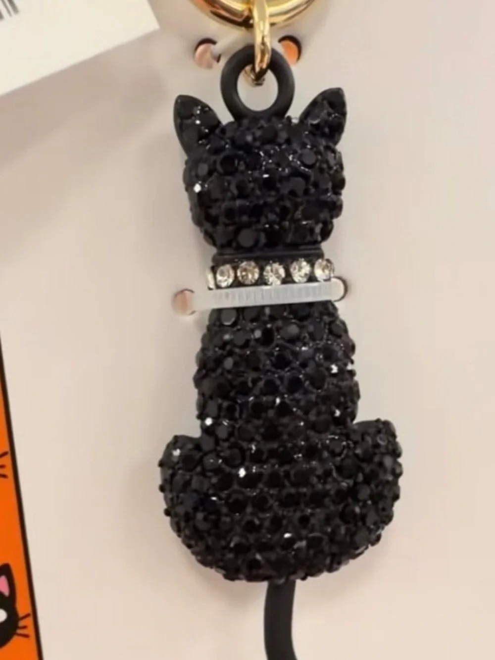 True to Form Rhinestone Black Kitty Cat Key Chain Bag Charm